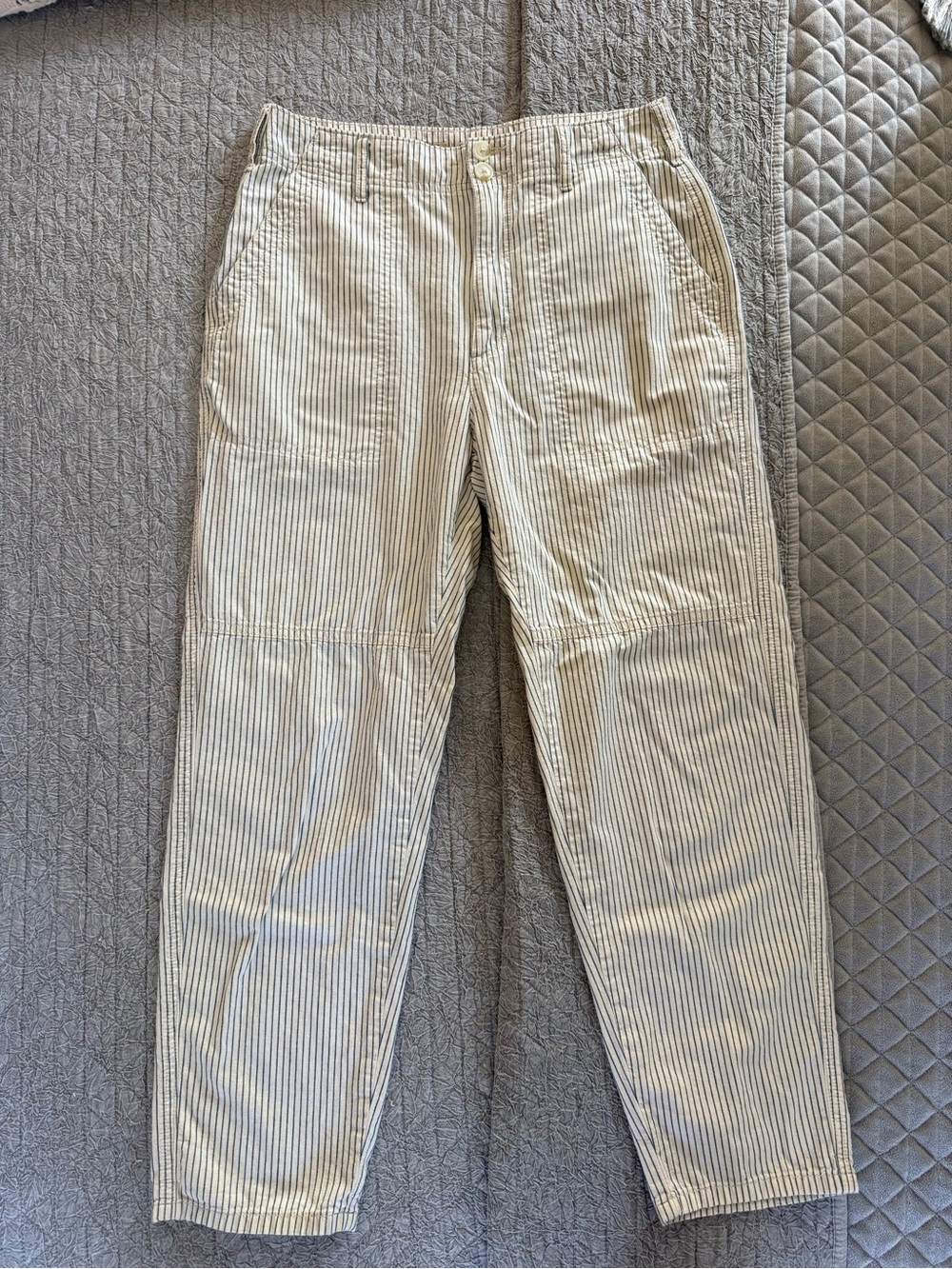 American Eagle Striped Cotton Pants - Cream & Navy